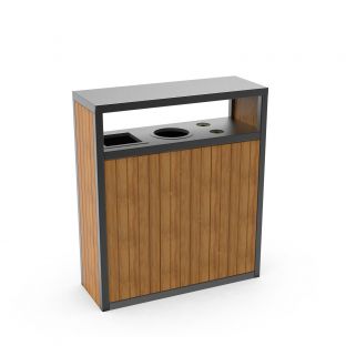 SV-186 Üçlü Ahşap Çöp Kovası